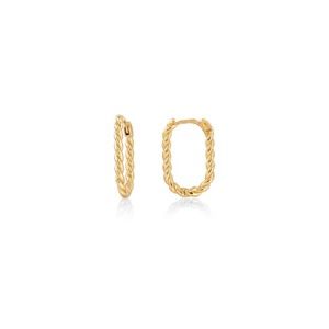 10k Yellow Gold Oval Twist Huggie Earrings